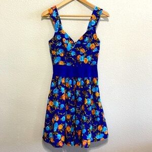 Tracy Reese- Blue & Orange Floral Print Dress